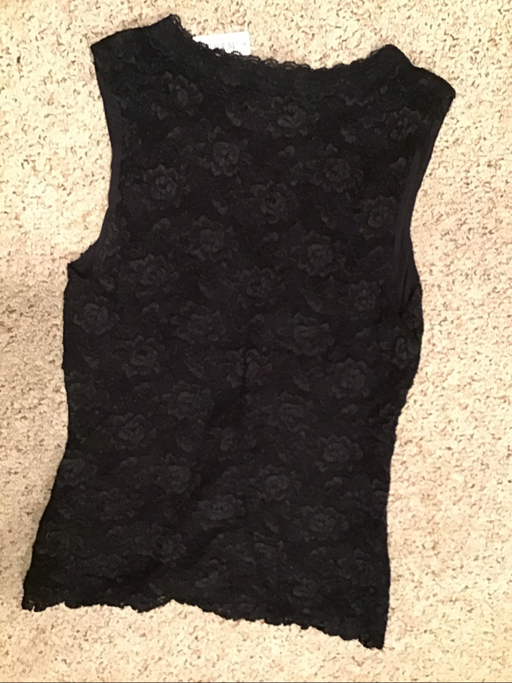 White House Black Market Black Lace Trim V-Neck Top